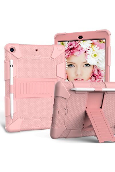 OEM iPad 8 10.2 Case, Armored, Shockproof, Stylus Holder, Integrated Stand, Pink