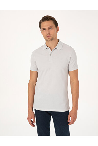 Pierre Cardin Ανοιχτό Γκρι εφαρμοστό Βασικό T-Shirt 50325323-VR001