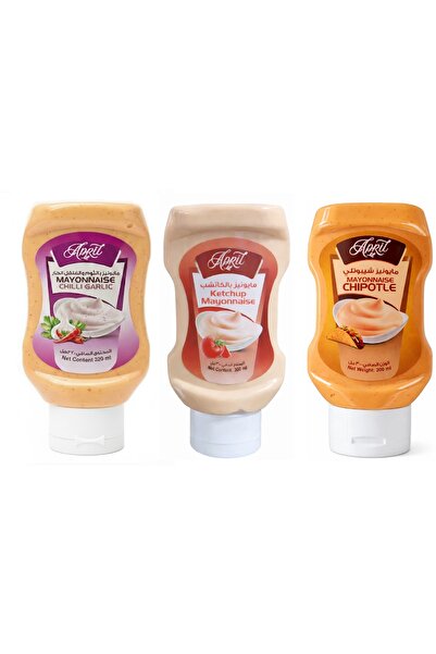 APRİL Mayonnaise assorted flavors, 300 x 3 ml serving (Chipotle - Ketchup - G...