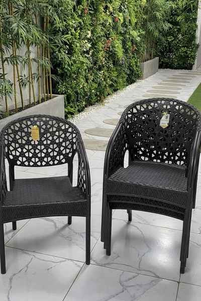 ZİYNET HOME 4 Adet Beyaz Lotus Bahçe Balkon Sandalyesi Rattan Desenli Pro San...