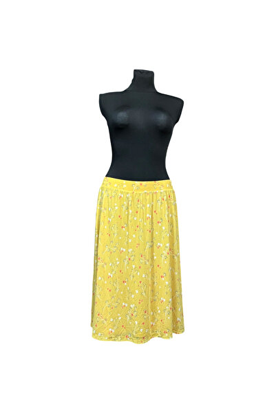 OEM s.Oliver Midi Skirt - Airy, Elegant Style, 100% Polyester - Yellow, Size 42