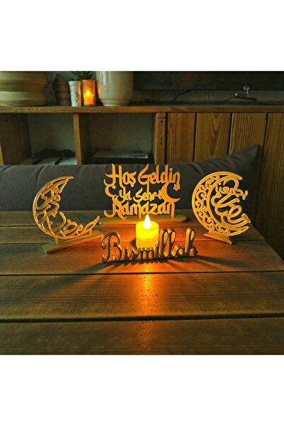 DDM GLOBAL Led Mumlu Hoş Geldin Ya Şehr-i Ramazan Dekor Seti – 3’lü Hilal & B...