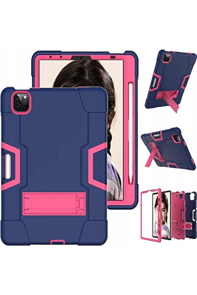 OEM Husă iPad Pro 12.9 (2018-2021) - Suport Stylus, Stand, Silicon - Bleumari...