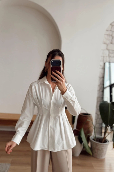 Sorridi Belden Oturtmalı Tasarım Poplin Gömlek