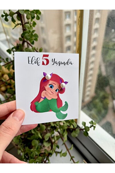 Mapel 15 Adet İnci Küpe Kişiye Özel Deniz Kızı Temalı Kız Çocuk Doğum Günü Ka...