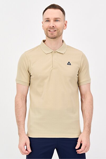 Reebok قميص بولو رياضي رجالي بأكمام قصيرة مناسب للأنشطة الخارجية، لون كاكي