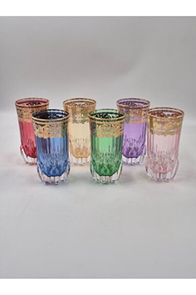 hediye Esterhomedecor Set of 6 Gold-Embellished Water Glasses