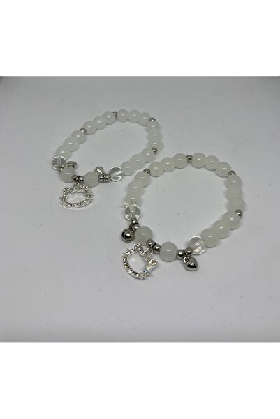 Silpus 2-Piece Natural Moonstone Charm Bracelet