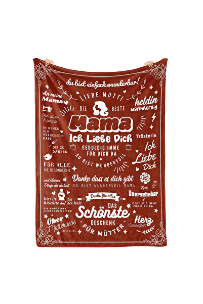 OEM Mother's Day Flannel Blanket - Soft and Warm, Letter Pattern - Red, 130 x...