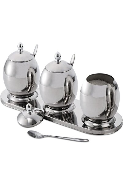 OEM Set Recipiente Condimente - Otel Inoxidabil, 3 Piese cu Lingurite si Tava...