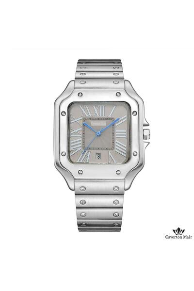 Zarif Classic men's wristwatch, steel strap, with Roman numeral dial - Cartiera