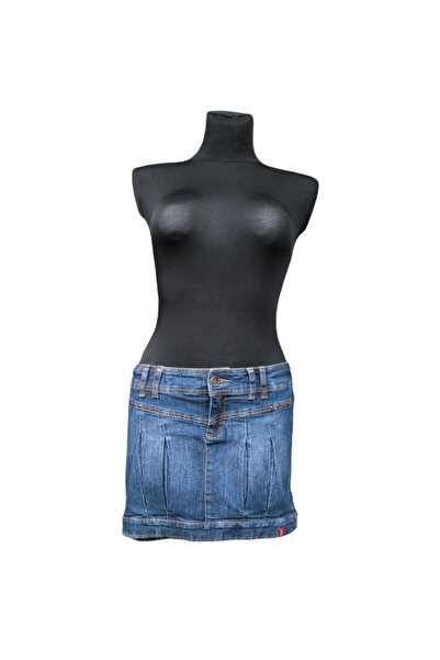 OEM Fustă Mini ESPRIT - Bumbac și Elastan, Croială Scurtă, Albastru, Mărimea 34