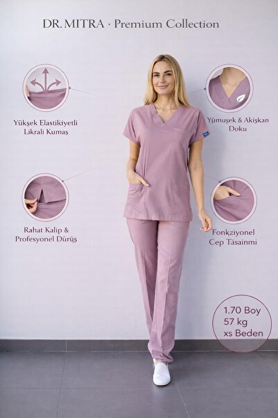 Dr. Mitra Uniformă unisex pentru asistentă medicală, din Lycra, cu aspect de ...