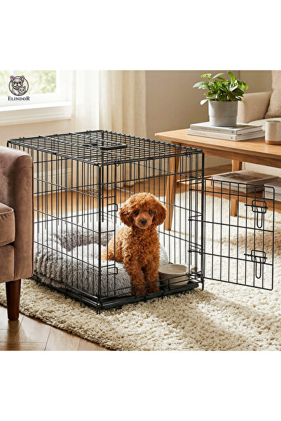 Elindor ® Foldable Pet Cage, Suitable for Small, Medium Dogs of 7.5 Kg, Size ...