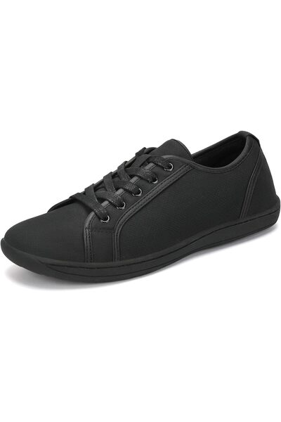 OEM Unisex Lace-Up Sneakers - PU Material, Non-Slip MD Sole - Black, Size 40