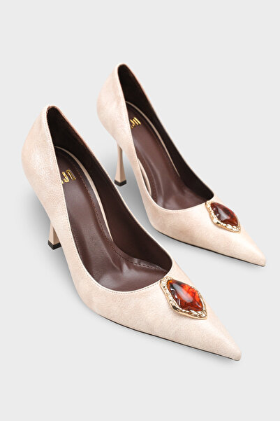 LOJO Women's Stiletto Buckle Detailed Pointed Toe Elegant Heeled Shoes Paola ...