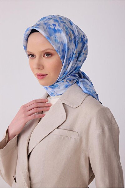 Belli Tivil Pure Silk Scarf 4319 - 85 Μπλε Σχέδιο Ντάμπλιν