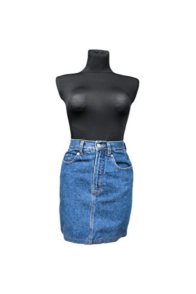 OEM ESPRIT Midi Skirt - 100% Cotton, Flared Cut, Casual-Elegant, Blue, Size 36