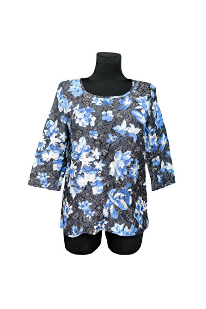 OEM ESPRIT Women's Long Sleeve T-Shirt - Classic Cut, Viscose, Blue, Size 38