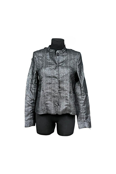 OEM Elegant Women's Jacket DAY - Shiny Metallic Thread, Silver, Size 36