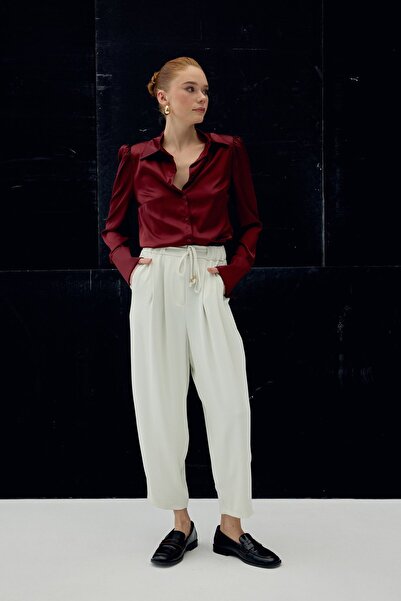 Sateen Talia Pants - Ecru