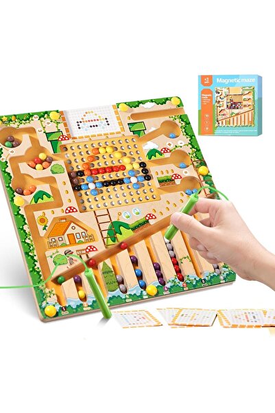 Twisoo Magnetic Bead Maze Game for Kids – Wooden Montessori Learning Toy