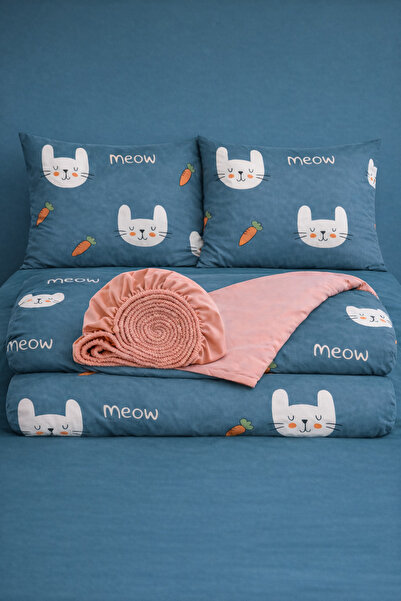 İQON طقم غطاء لحاف مع ملاءة مطاطية مقاس مزدوج Meav PtrlI-246 OTLT2