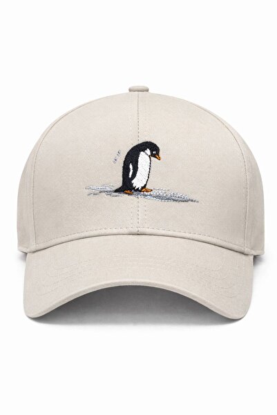 sf collection Nihilist Penguin Embroidered Beige Basic Unisex Sports Hat