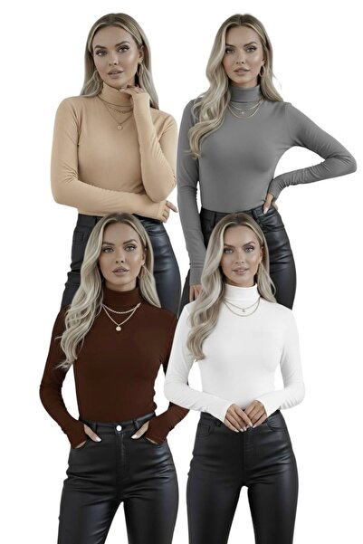 hashtag Bluză de bază cu mânecă lungă, cu guler înalt și încălțare prin picio...