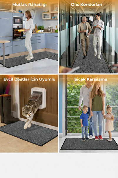 Atasoy Zemin Nem Alıcı Kapı Önü Paspası 60x40 cm | %100 Polipropilen | PVC Ka...