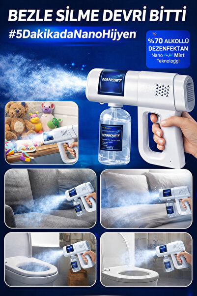 NANOJET Temassız ev Hijyen Tabancası Dezenfektan Cihazı Nano Sis SpreyAlkollü...