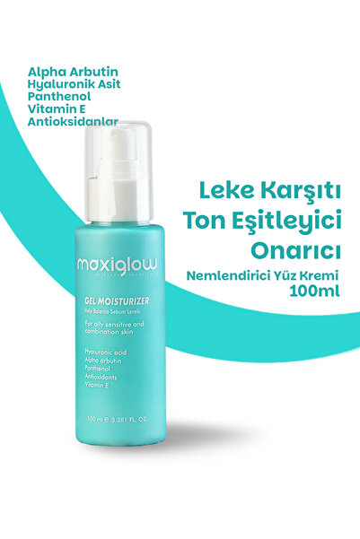 MaxiGlow Leke karşıtı, ton eşitleyici, onarıcı Nemlendirici Yüz Kremi, Su baz...