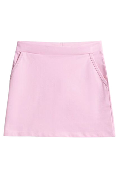 OEM Girls' Knit Skirt 4F - Stretchy Cotton , Drawstring Waist, Pink - 140 cm