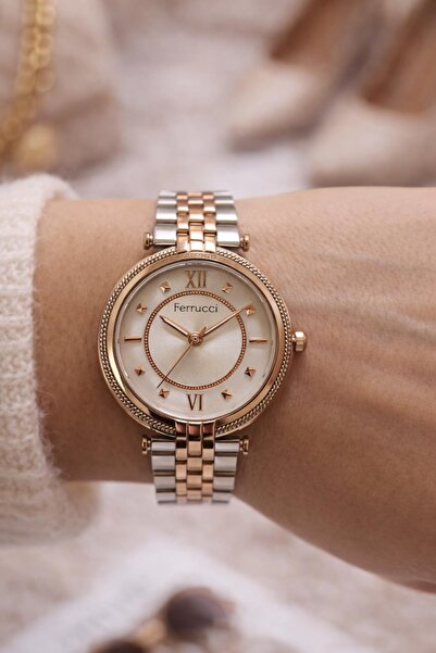 Ferrucci Women's Double Color Rose Gold Silver Metal Cord Wristwatch 2 Years ...