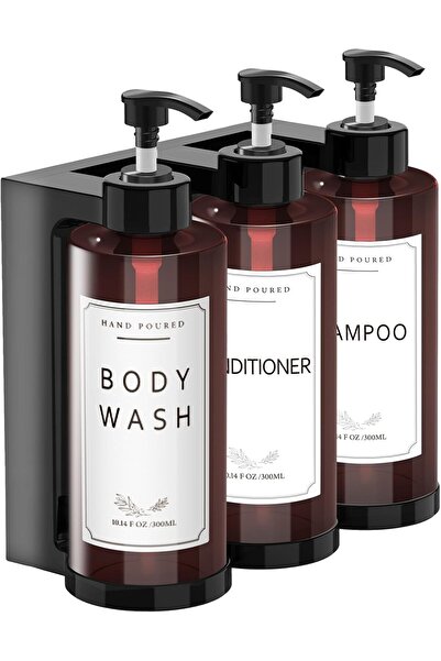 OEM Soap Dispenser Set of 3 - Wall Mounted, Black Plastic, Minimalist Design ...