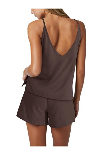 OEM Trening Damă REORIA - Bumbac 2 Piese, Maiou Decolteu V și Pantaloni - Mar...