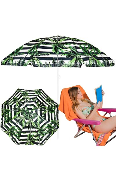 Malcom Beach Umbrella, Diameter 220cm, Floral motif