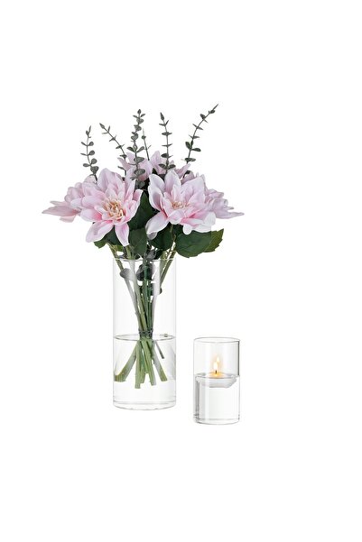 OEM Set of 2 Decorative Glass Vases - Borosilicate, Cylindrical - 10 and 20 c...