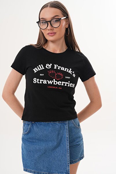 ŞİMAL Women's Print Detailed Crew Neck T-Shirt 260141