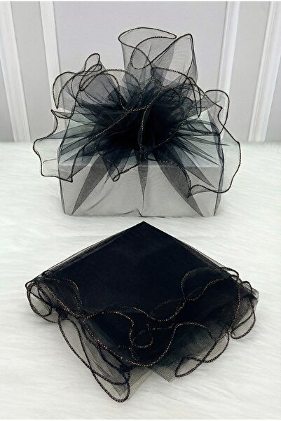 ZEYMERADE تول زينة أسود بحواف ذهبية، حقيبة هدايا للعروس والعريس، زينة هدايا ل...