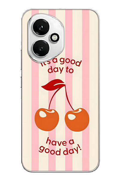 FLAMENKO غطاء هاتف شفاف بنمط الكرز متوافق مع هونور 400