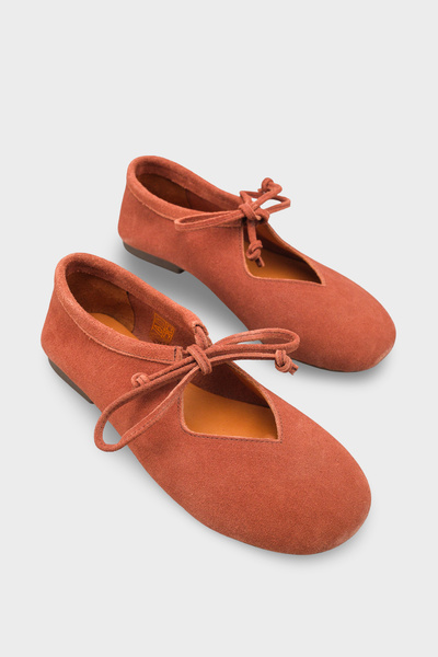 LOJO Γυναικείες μπαλαρίνες με κορδόνια και στρογγυλή μύτη, καθημερινές, από σ...