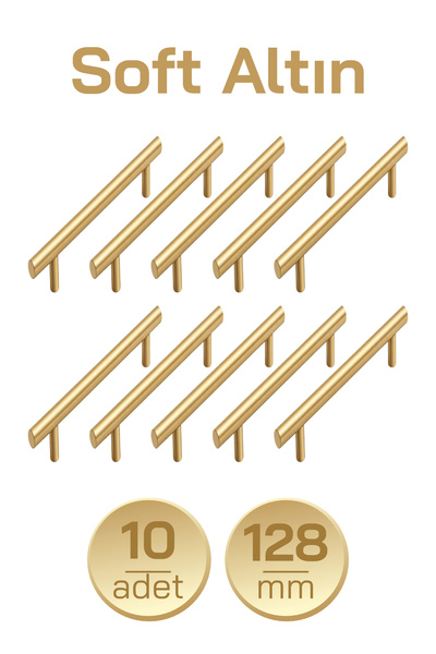 Badem10 128mm Alteta (10 τεμάχια) Μαλακά χρυσά μεταλλικά έπιπλα κουζίνας Συρτ...