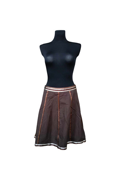 OEM ESPRIT Midi Skirt - 100% Cotton , Casual and Elegant Style, Size 38, Brown