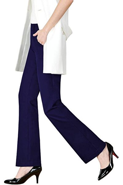 OEM Pantaloni Dama Tip Costum - Croiala Evazata, Material Elastic - Bleumarin...