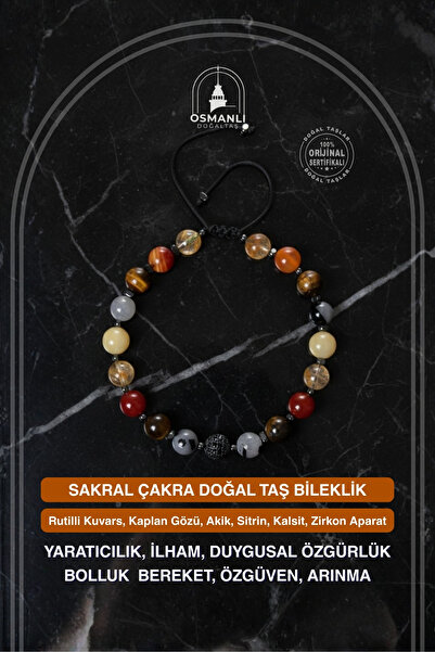 OSMANLI DOĞAL TAŞ Certified Sacral Chakra Natural Stone Macrame Bracelet