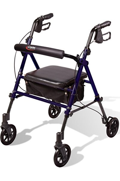 CAREX Height Adjustable Aluminum Rolling Walker with Padded Seat