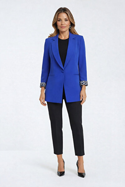 Spazio Dosolino Tek Düğme Leopar Astarlı Ceket SAKS