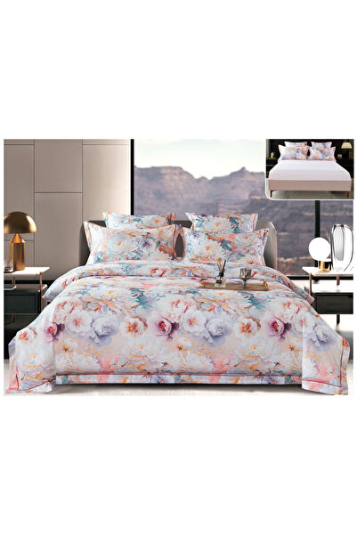 FIONNA.RO Thick Satin Duvet Cover Set Linen With Stretchy At The Box - Flower...