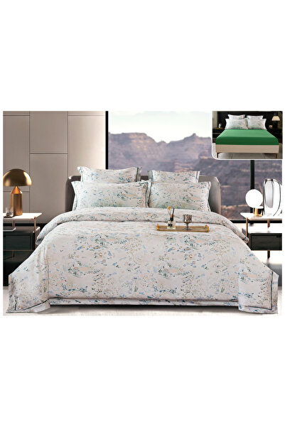 FIONNA.RO Thick Satin Duvet Cover Set With Stretchy At The Box - Green With L...